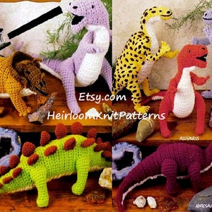 7 Dinosaurs Vintage Crochet Pattern Dinosaur Toy Pattern Dynamic Dinosaurs Crochet Pattern Instant Download Vintage Pattern PDF - 1058