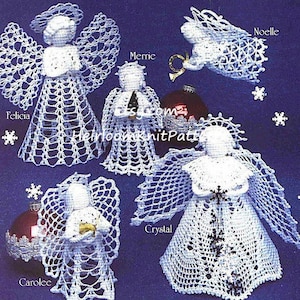 6 Angels Crochet Pattern Tree Top Angel Standing Angel Christmas Ornaments Tree Trims Decoration Angel Christmas Instant Download PDF 1070 image 1
