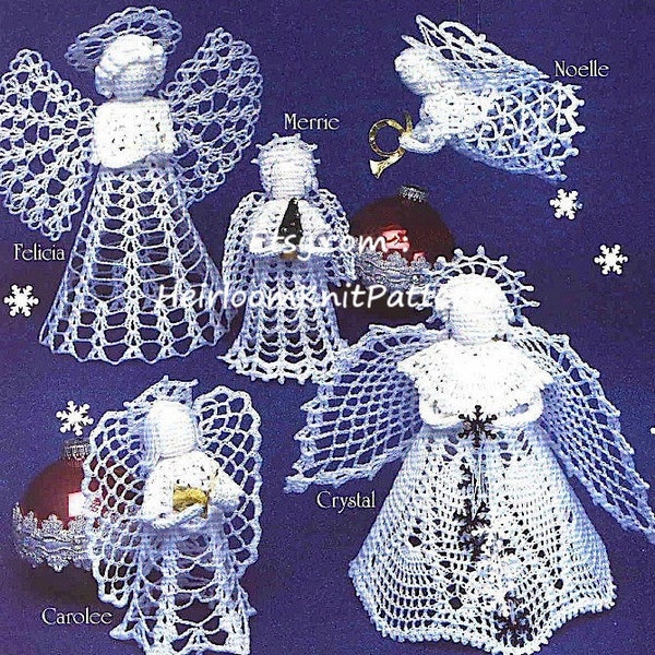 6 anges Crochet motif arbre haut ange debout ange Noël ornements arbre garnitures décoration ange Noël Téléchargement instantané PDF - 1070