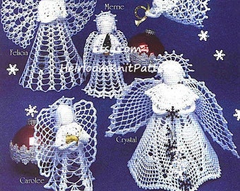 6 Angels Crochet Pattern Tree Top Angel Standing Angel Christmas Ornaments Tree Trims Decoration Angel Christmas Instant Download PDF - 1070