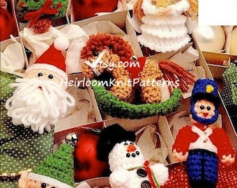 16 Christmas Ornaments Tree Trimmers Vintage Crochet Pattern Angel Santa Wreath Horse Candle Stocking Snowman Instant Download PDF - 1032