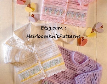 Baby Child Crochet Cardigans & Sweater Vintage PDF Crochet Pattern Girls Children's DK Pattern 0- 6 years 16-26'' Instant Download PDF - 164