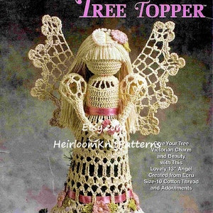 Tree Top Angel Vintage Crochet Pattern Victorian Christmas Tree Topper Lacy Angel Ornament Tree Trims Gift Idea Instant Download PDF - 1072
