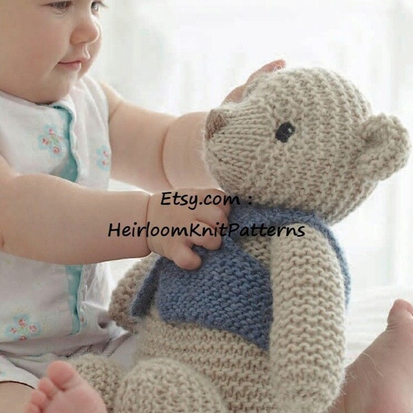 Toy Knitting Pattern Classic Teddy Bear in Chunky Bulky yarn Baby Teddybear Pattern Stuffed Soft Plush Animal Toy Instant Download PDF - 434