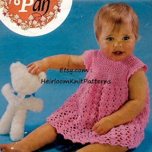 Baby Kleid Vintage Häkelanleitung PDF Baby Mädchen Sommerkleid DK 8fach Häkelanleitung Häkelanleitung Kleid Häkelanleitung Sofortiger digitaler Download PDF - 2009