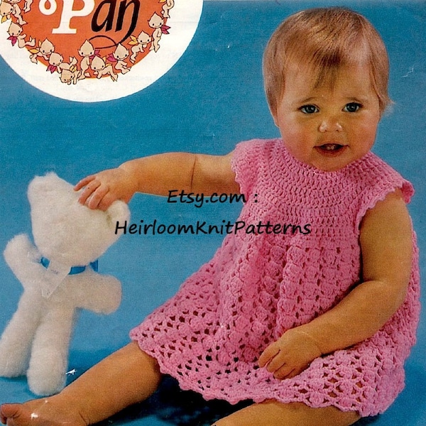 Baby Dress Vintage Crochet Pattern PDF Baby Girls Sundress DK 8ply Crochet Pattern Crochet Dress Pattern Instant Digital Download PDF - 2009