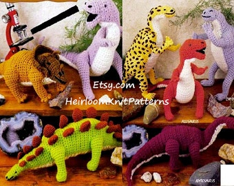 7 Dinosaurs Vintage Crochet Pattern Dinosaur Toy Pattern Dynamic Dinosaurs Crochet Pattern Instant Download Vintage Pattern PDF - 1058