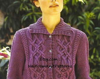 Women's Celtic Cable Cardigan and Sweater Knitting Pattern PDF 32-42'' DK 8ply Ladies Vintage Cardigan Pattern Instant Download PDF - 310