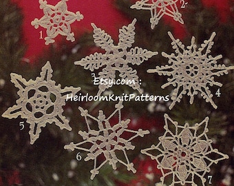 16 Snowflakes Vintage Crochet Pattern Christmas Ornaments Tree Trims Window Decorations Applique Gift Idea Instant Download PDF - 1057