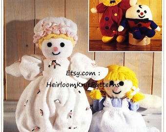 Humpty Dumpty Alice Doll Clown /& Baby Doll Double Knit Knitting Pattern.