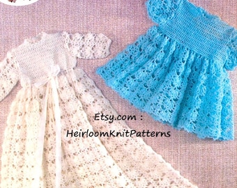 Baby Christening Gown and Short Dress Vintage Baby Crochet Pattern PDF Crochet Fancy Lace Dress Pattern Instant Download PDF Pattern - 2013