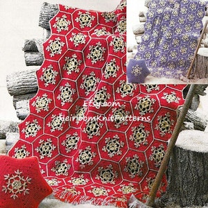 Snowflake Afghan and Pillow Vintage Crochet Pattern Worsted Yarn Christmas Blanket Afghan Cover Pillow Cushion Instant Download PDF - 1079