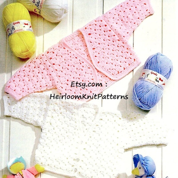 Baby Cardigan and Bolero Vintage Crochet Pattern Baby Girl Crochet Pattern 12-22'' Prem Baby sizes inc Instant Download PDF Pattern - 2010