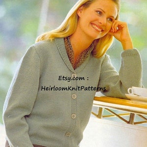 Women's Classic Cardigan Vintage Knitting Pattern PDF Easy Knit Design DK 8ply Yarn Lady Girls Pattern 32- 42'' Instant Download PDF - 200