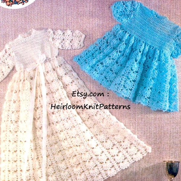 Baby Christening Gown and Short Dress Vintage Baby Crochet Pattern PDF Crochet Fancy Lace Dress Pattern Instant Download PDF Pattern - 2013
