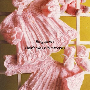 Baby Swing Dress Coat Bonnet Bootees Vintage Knitting Pattern DK/ 8ply Baby Girls Set Knitting Pattern Instant Download PDF Pattern - 541