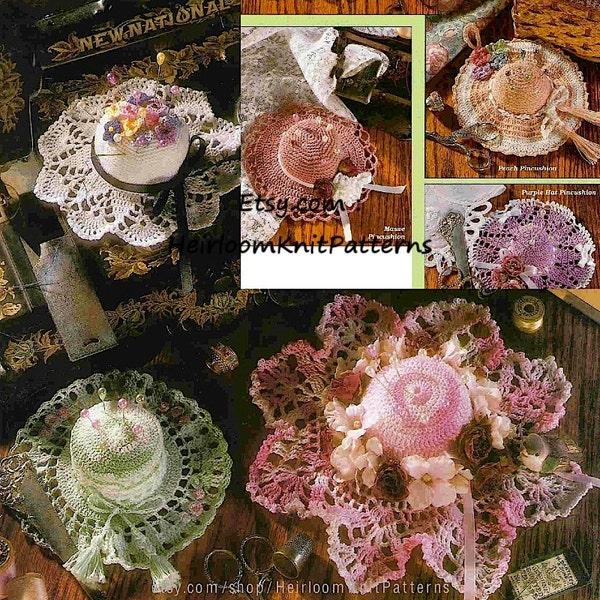 8 Designs Pincushions Vintage Crochet Pattern PDF Antique Easy Miniature Hat Designs Instant Digital Download PDF Crochet Pattern - 1094