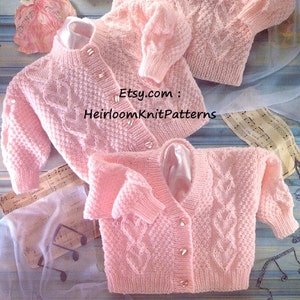 Vintage Baby Knitting Pattern Baby Toddler Boy Girl Sweater Cardigans with Heart Motif 16- 22&#39;&#39; DK 8ply Pattern Instant Download PDF - 540
