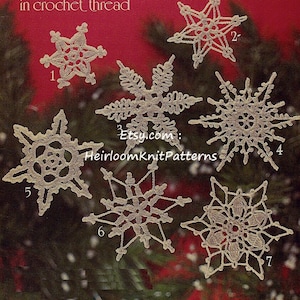 16 Snowflakes Vintage Crochet Pattern Christmas Ornaments Tree Trims Window Decorations Applique Gift Idea Instant Download PDF - 1057