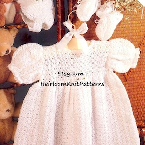 Baby Dress Bonnet Bootees Set Vintage Crochet Pattern Baby Boy Girl Special Occasions Christening Set 16-20'' inch Digital Download PDF- 153