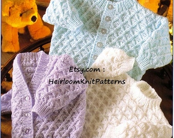 Baby Boy Girl Cardigans & Sweater Vintage Knitting Pattern Baby Cardigan Jumper Pullover DK 16- 22'' 0-2 years Instant Download PDF - 477