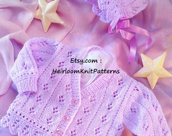 Baby & Big Girl Cardigan and Bonnet Set Vintage Knitting Pattern 16-26'' Baby Toddler Child DK 8ply 0- 6 years Instant Download PDF- 542