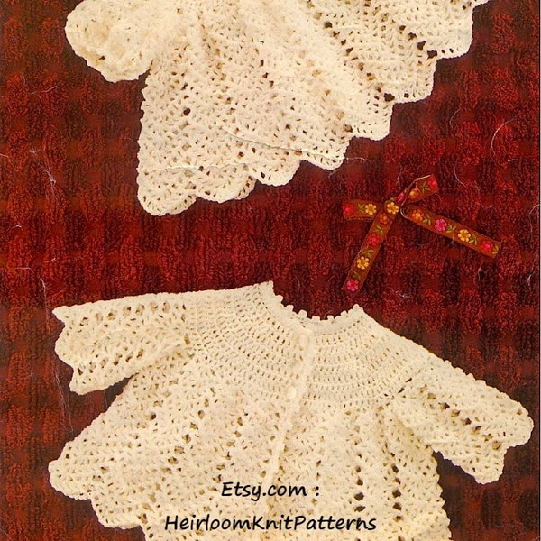 Baby Angel Top and Matinee Coat Vintage Crochet Pattern PDF Baby Boy Girl Crochet Pattern 18-20'' 3ply 4ply 5ply Instant Download PDF - 1060