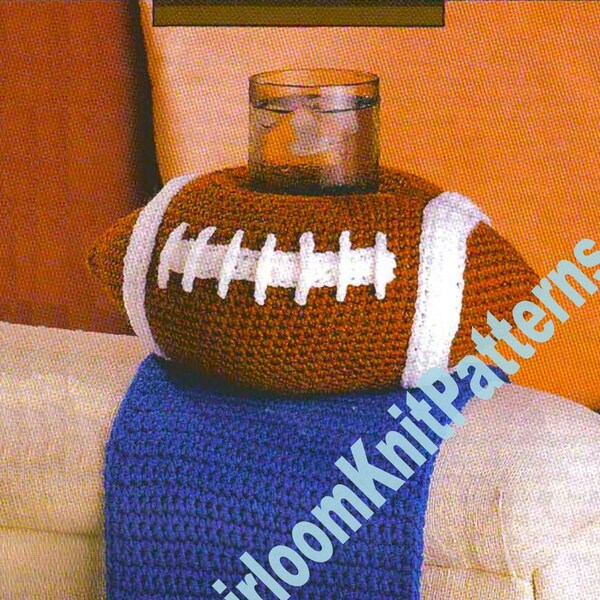 Football Coaster Caddy Vintage Crochet Pattern Drink Can Remote Holder Armchair Couch Wheelchair Walker Organizer Instant Download PDF- 2798