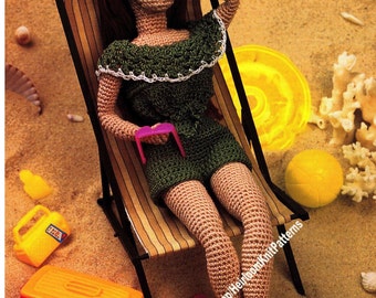 Crochet Fashion Doll + Summer Outfit Vintage Crochet Pattern Make Your Own Naked Doll Body Clothes DIY Gift Idea Instant Download PDF-3671