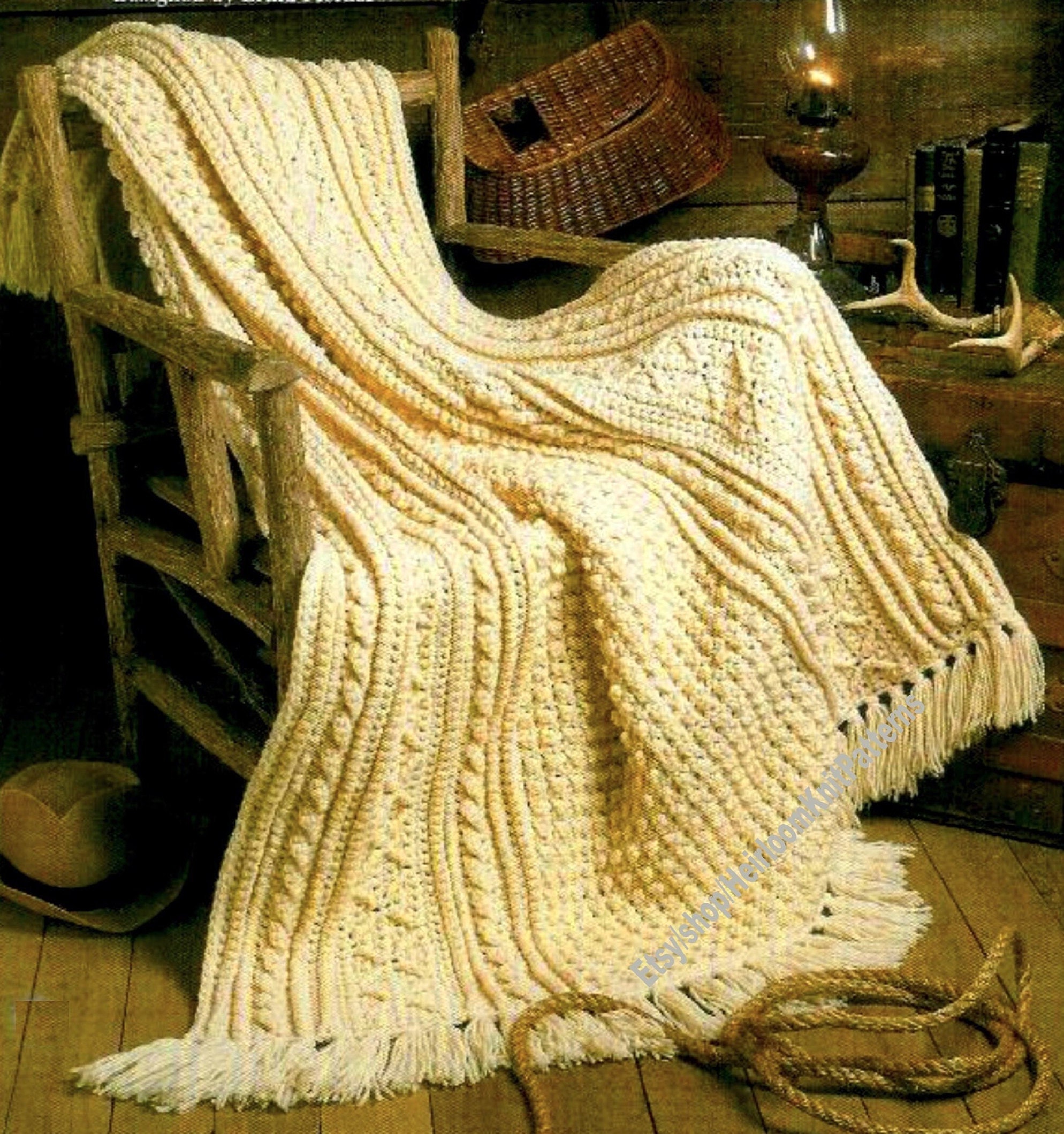 古着 Special ビンテージ 70s グラニー ブランケット バタフライ 蝶