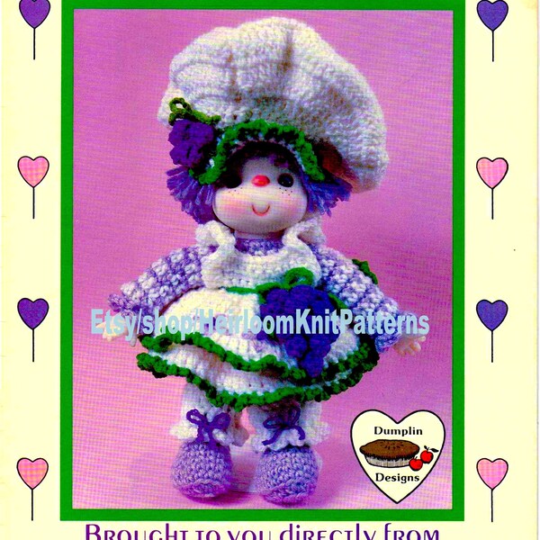 Yarn Head Doll Grape Jelly Vintage Crochet Pattern PDF Lollipop Lane 14'' Yarn Hair Soft Doll Dumplin Designs Instant Download PDF - 2565