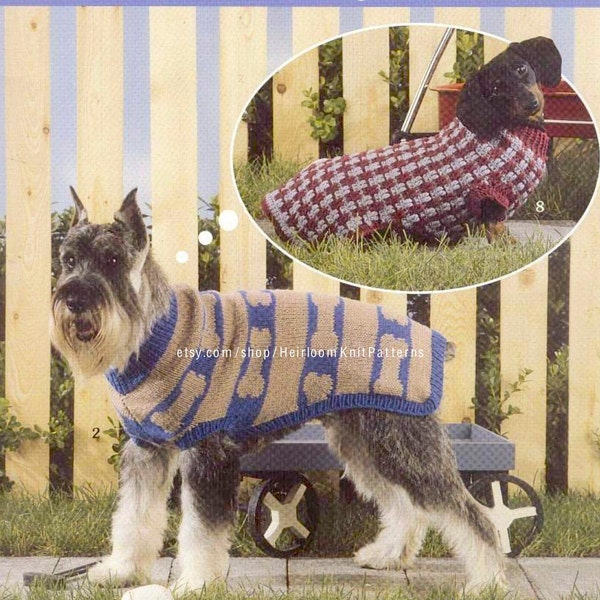 10 Designs Dog Coats Vintage Knit & Crochet Pattern 12 Sizes Crocheted Knitted Dog Puppy Sweater Jumper Coat Instant Download PDF - 2169
