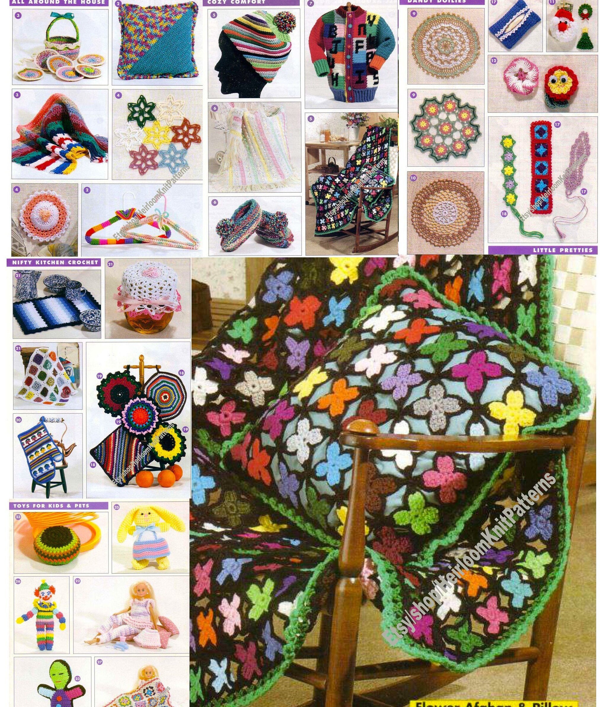 Lot De Carrés/tricots En Laine Vintage Pour Patchwork - Multicolore, Occasion, 6 à 10 Pièces - Napperons, Créations