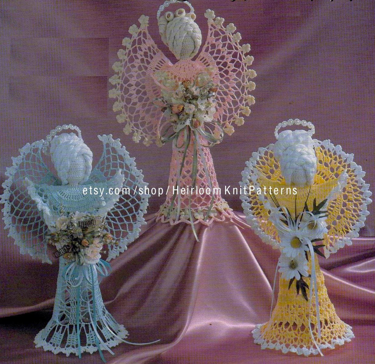 6 Lacy Angels Crochet Pattern Tree Top Angel Christmas Angel Etsy