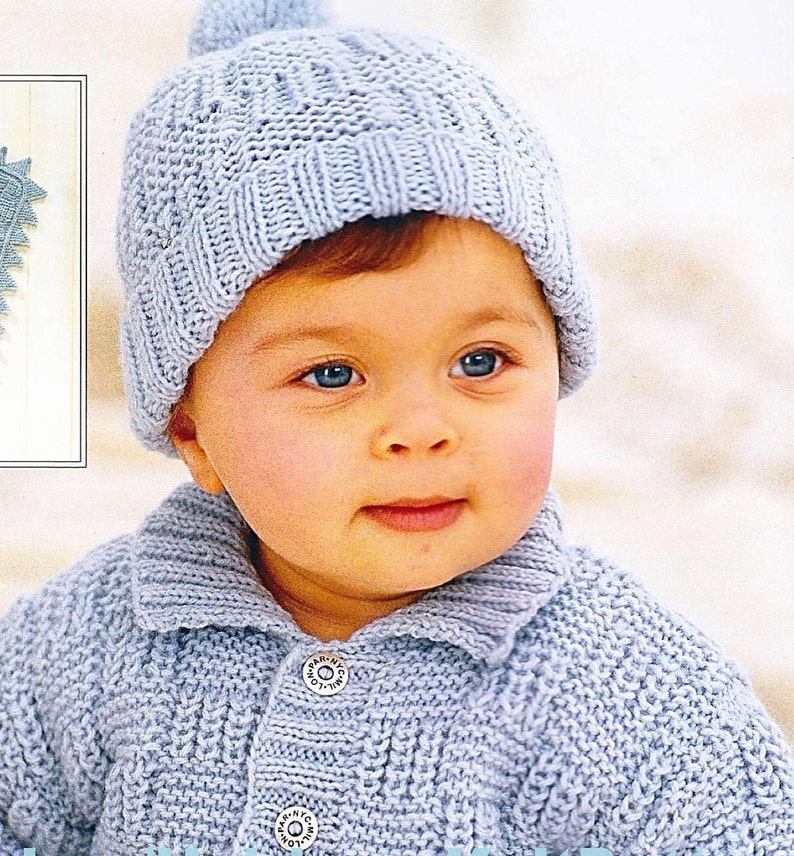 Baby Child Jacket Hat Blanket Set Vintage Knitting Pattern Etsy