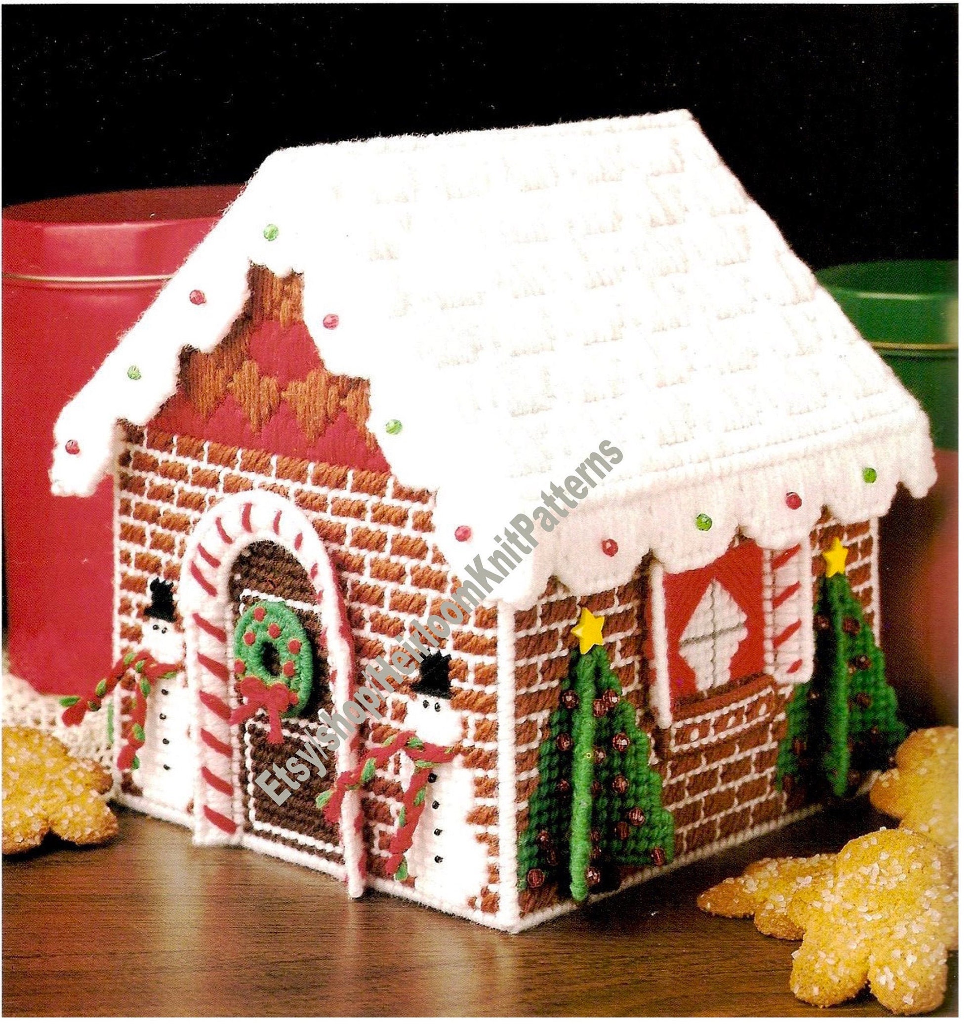 Vintage Plastic Canvas Pattern 11 Gingerbread Candy House