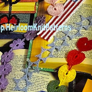 7 Designs Bookmarks Vintage Crochet Pattern PDF American Flag Butterfly Heart Flower Chains Shells Rainbow & Sun Instant Download PDF 2668 image 4