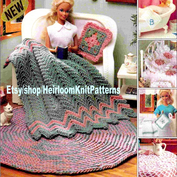 15 Designs Vintage Crochet Pattern Fashion Doll Teen Doll Home Decor Bedroom Living Room Kitchen Bathroom Afghan Instant Download PDF - 2638