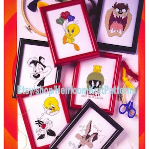 9 Designs Cross Stitch Pattern PDF Beginners Guide Tweety Bird Bugs Bunny Daffy Duck Road Runner Tasmanian Devil Instant Download PDF - 2459