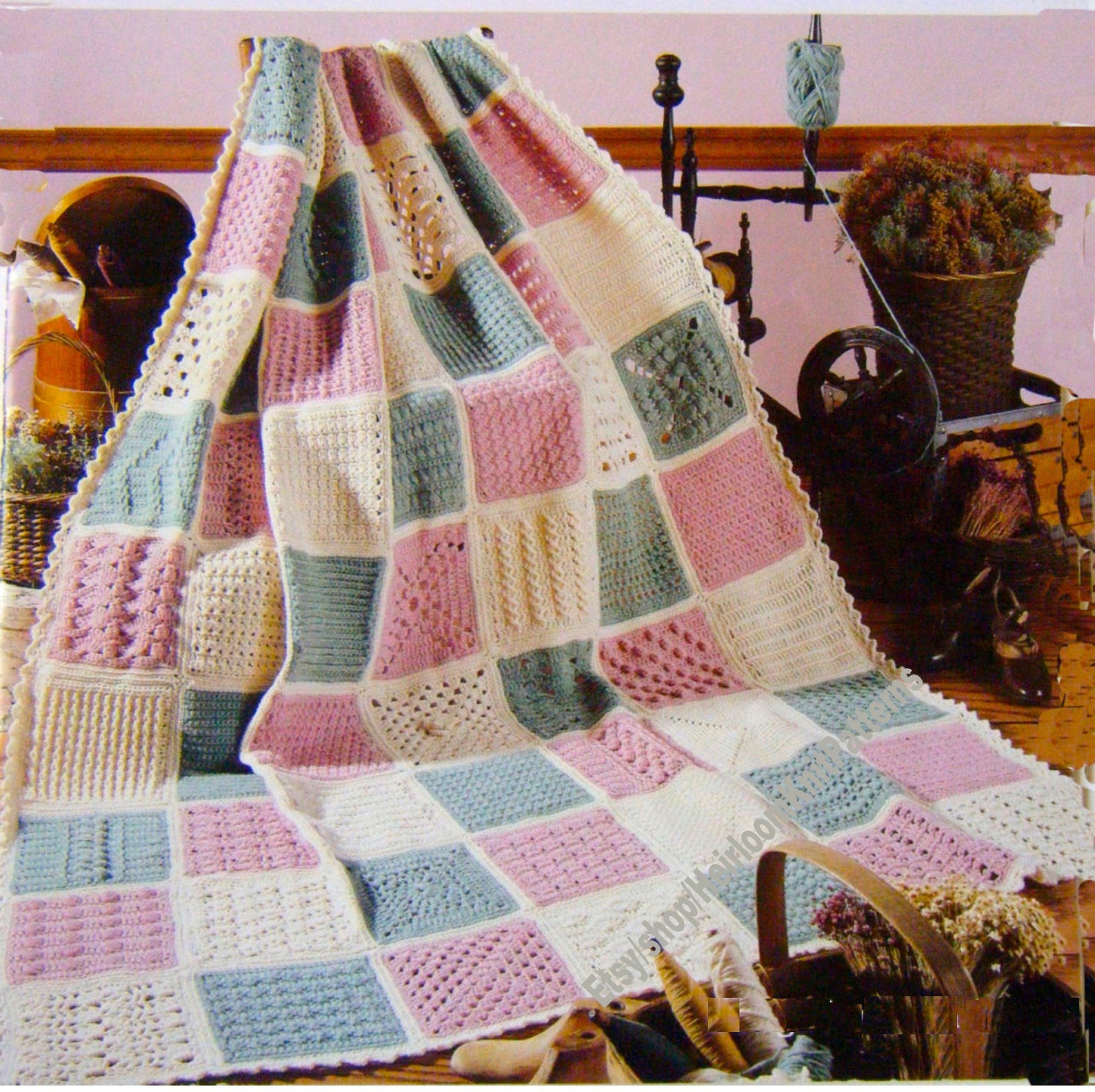 Learn 63 Easy Pattern Stitches Heirloom Afghan Vintage Crochet Pattern