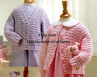 Classic Girls Cardigans Vintage Knitting Pattern 0-6yrs 16-26'' Baby Toddler Child Jacket Vintage DK Light Worsted Instant Download PDF- 363