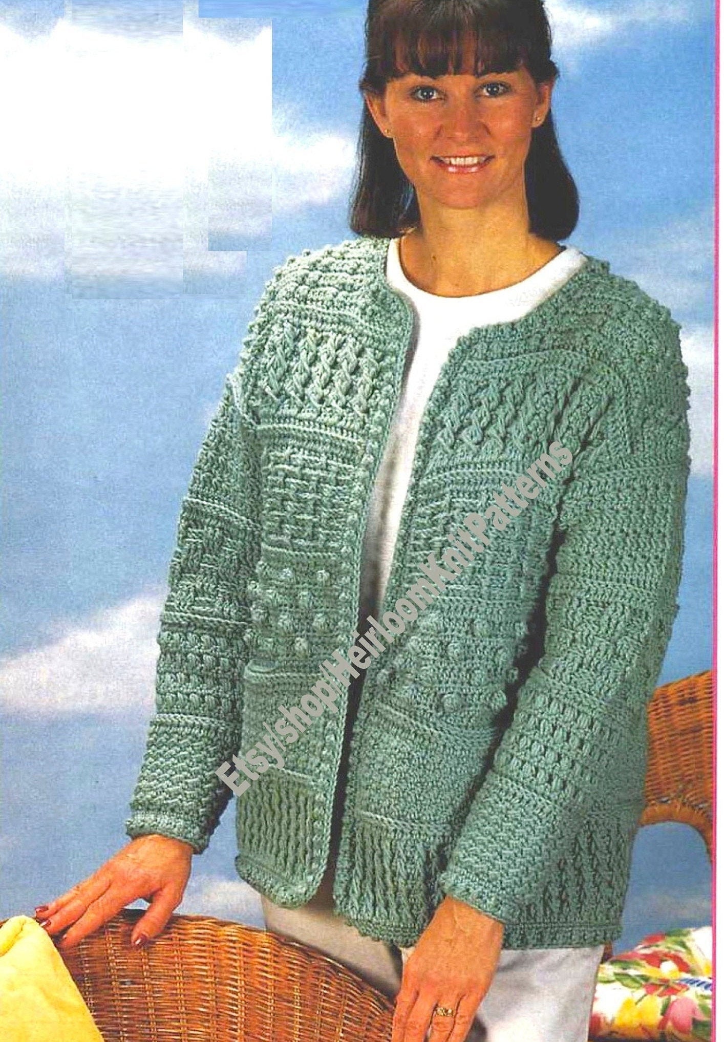 Diamond Crochet Sweater Polo in Oak Moss