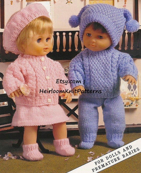 Baby or Doll Vintage Knitting PATTERN 6 Sizes Premature 12-22 Inch Chest 20 