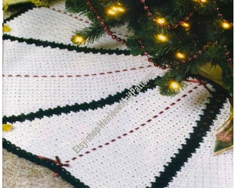 Jupe d’arbre de Noël vintage Rétro Crochet Pattern PDF Facile Rapide à faire Heirloom Jupe Blanche-Neige Vert Or Téléchargement instantané PDF - 2979