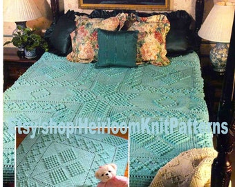 Diamond and Popcorn Lap Afghan, Baby Blanket and Quilt Crochet Pattern PDF Vintage Bedspread Quilt Throw Pattern Instant Download PDF - 2422