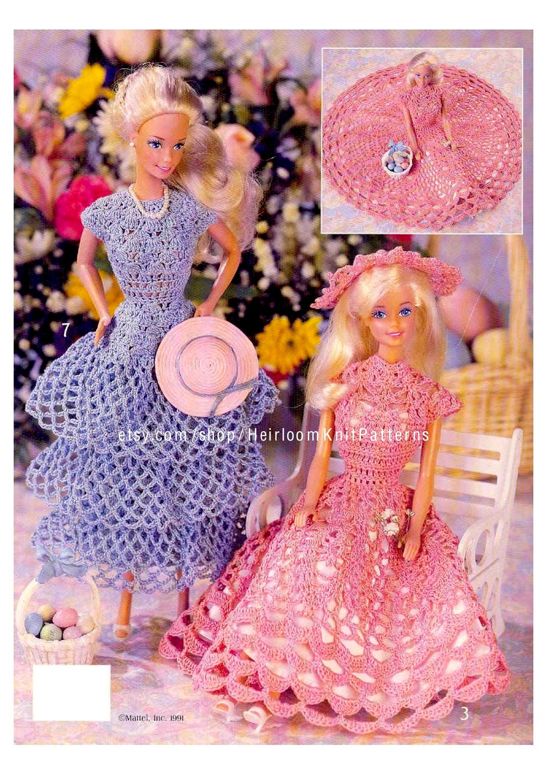 7 Barbie Crochet Dresses Pattern Fashion Doll Dress Accessories Crochet