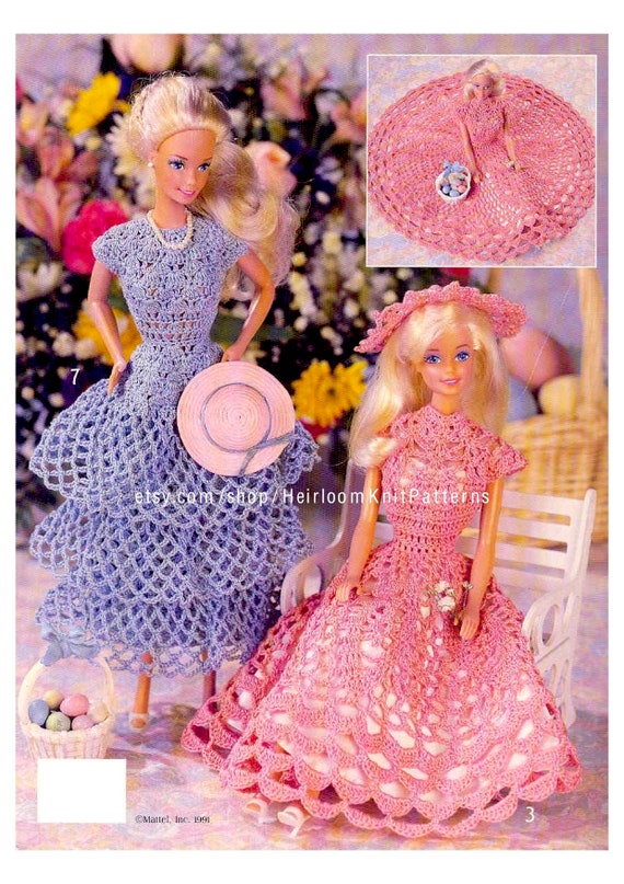 7 Barbie Abiti all'uncinetto Modello Fashion Doll Accessori per