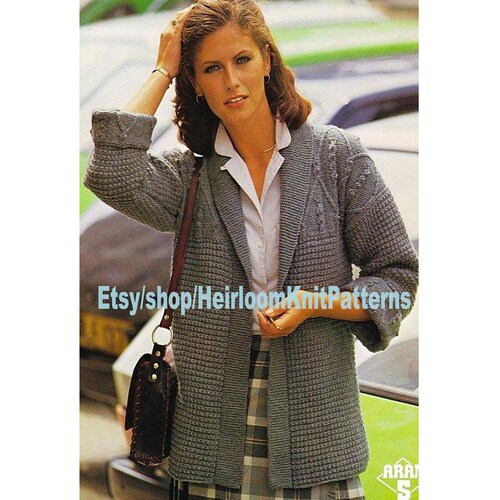 Ladies Jacket With Aran Patterned Yoke 