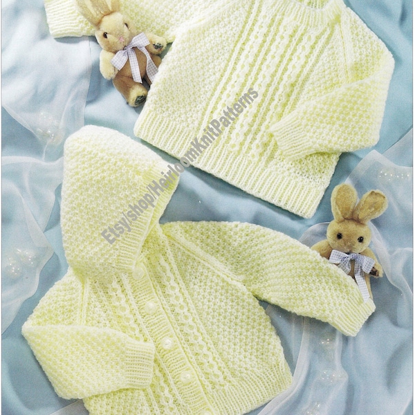 Baby Sweater & Hooded Jacket Vintage Knitting Pattern PDF Boy Girl Cable Hooded Cardigan Hoodie DK 8ply 0-2 years Instant Download PDF- 3573