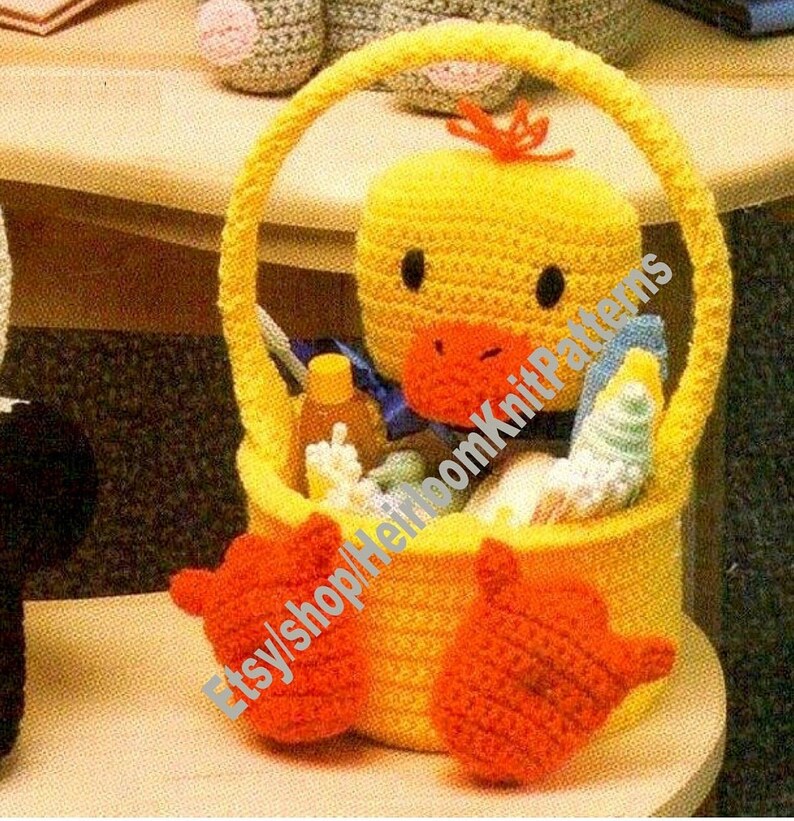 5 Cuddly Animal Baskets Vintage Crochet Pattern Birthday Etsy